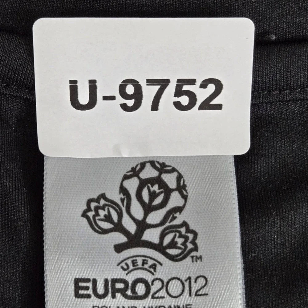 Adidas‎ Men Shirt L Black Center Logo Embroidery Graphic Print Euro 2012 Soccer